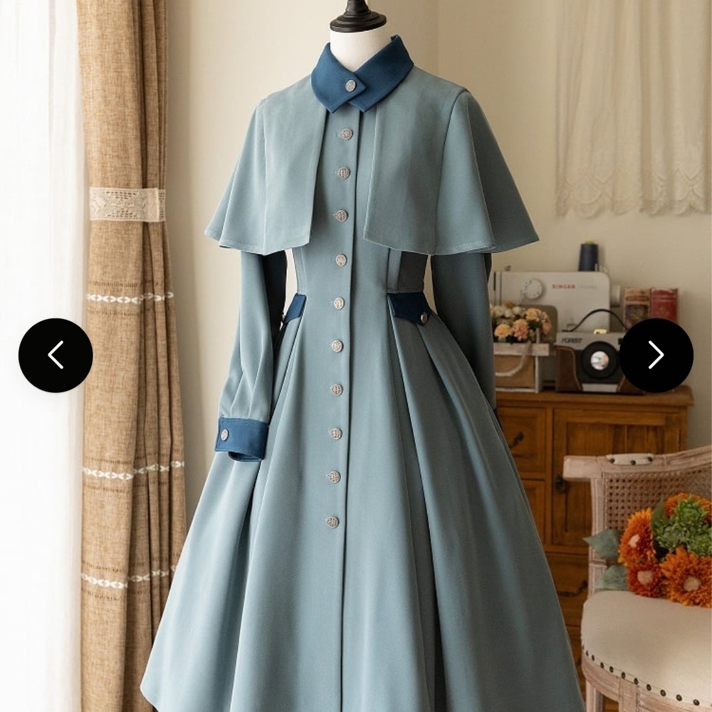 Elegant Blue Cape Dress
